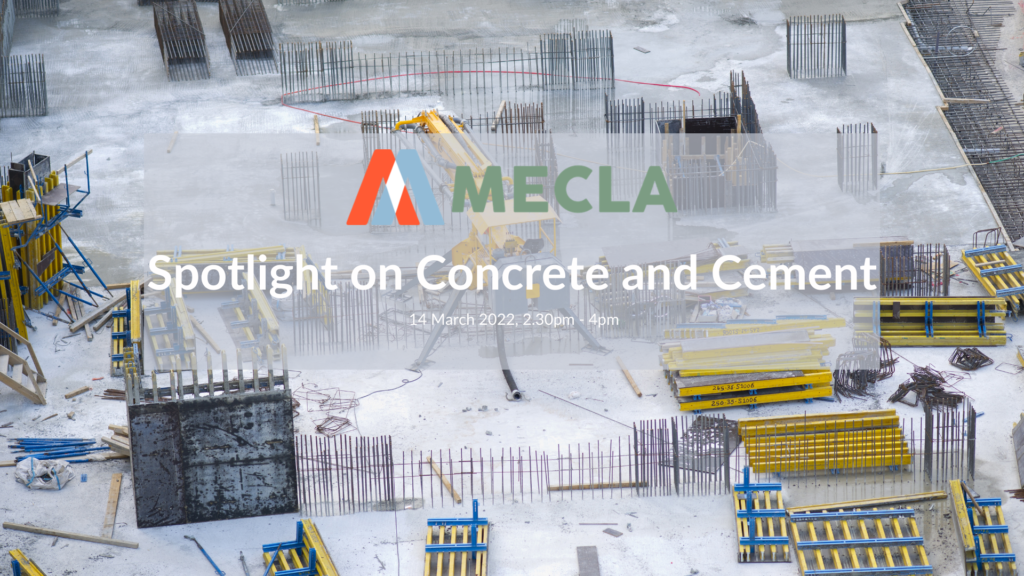 Image promoting MECLA spotlight on cement and concrete